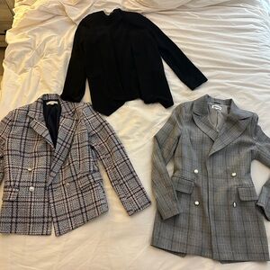 Stylish Plaid and Black Blazers Set